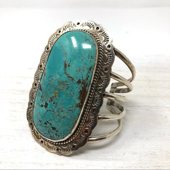 Navajo Jewelry - NAVAJO turquoise Sterling silver cuff, 112.7g